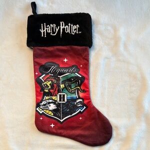 Harry Potter Hogwarts Christmas Stocking Plush Lined EUC